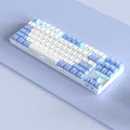 Wireless Bluetooth mechanical keyboard with metal construction in blue or purple colour options