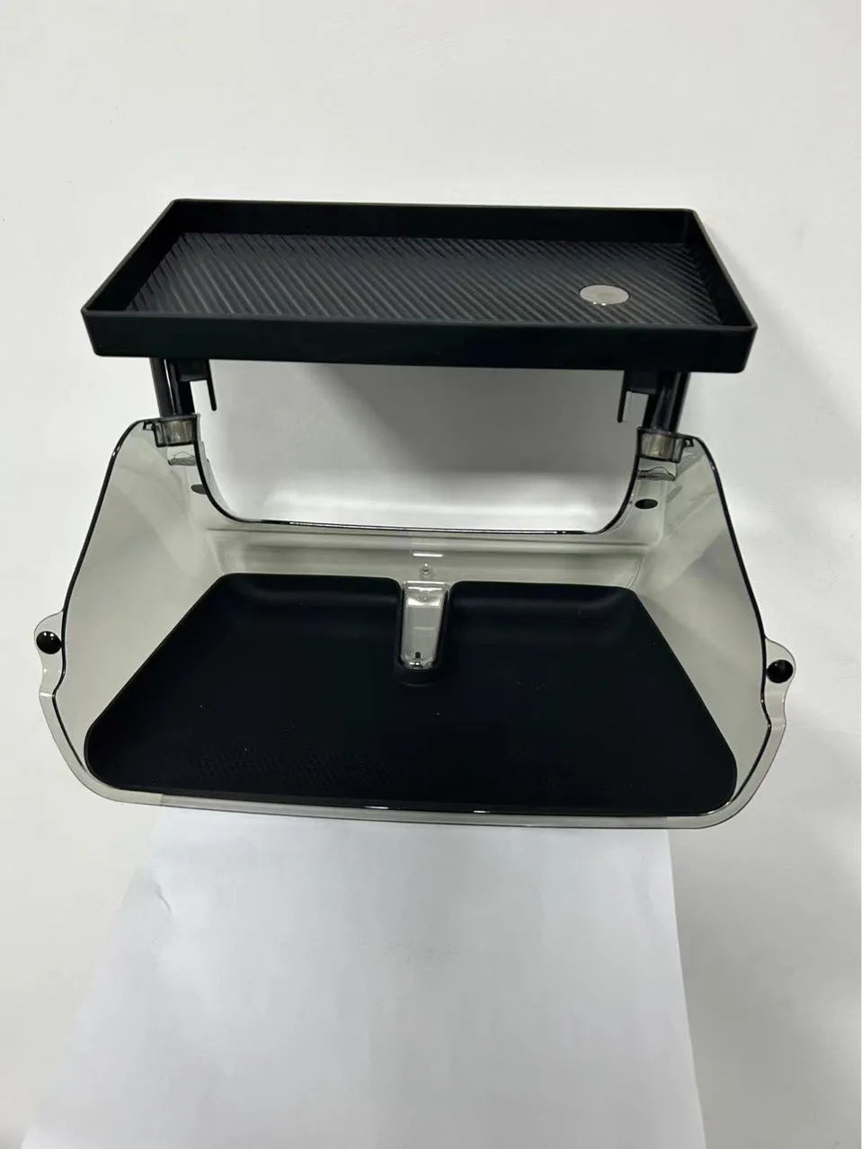 Black ABS plastic storage box for Tesla Model 3 and Y centre console.