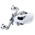 Small white micro bait casting fishing reel with drip wheel mechanism