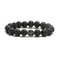 Volcanic rock agate bracelet in stainless steel with geometric design and 10mm stones
