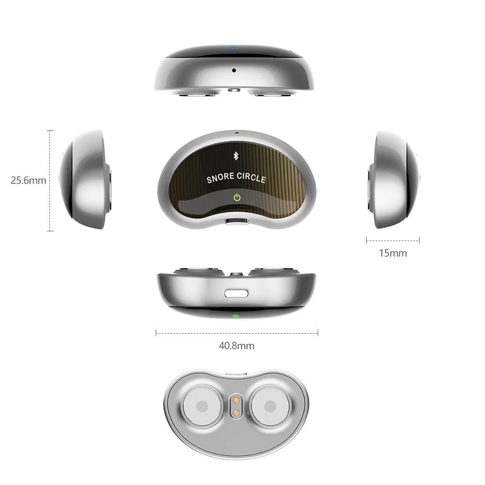 Smart anti-snoring device with electronic muscle stimulator and twenty conductive strips