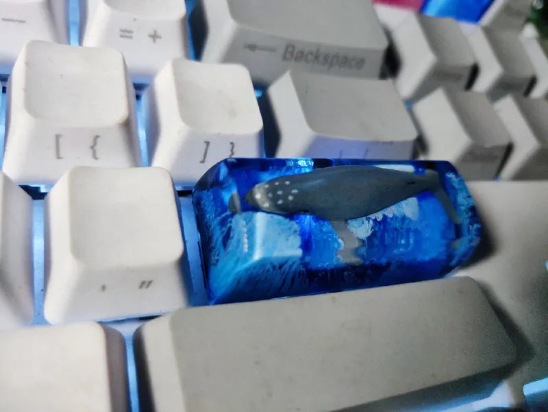 Resin keycap with scenery koi design for Cherry MX switch backspace replacement