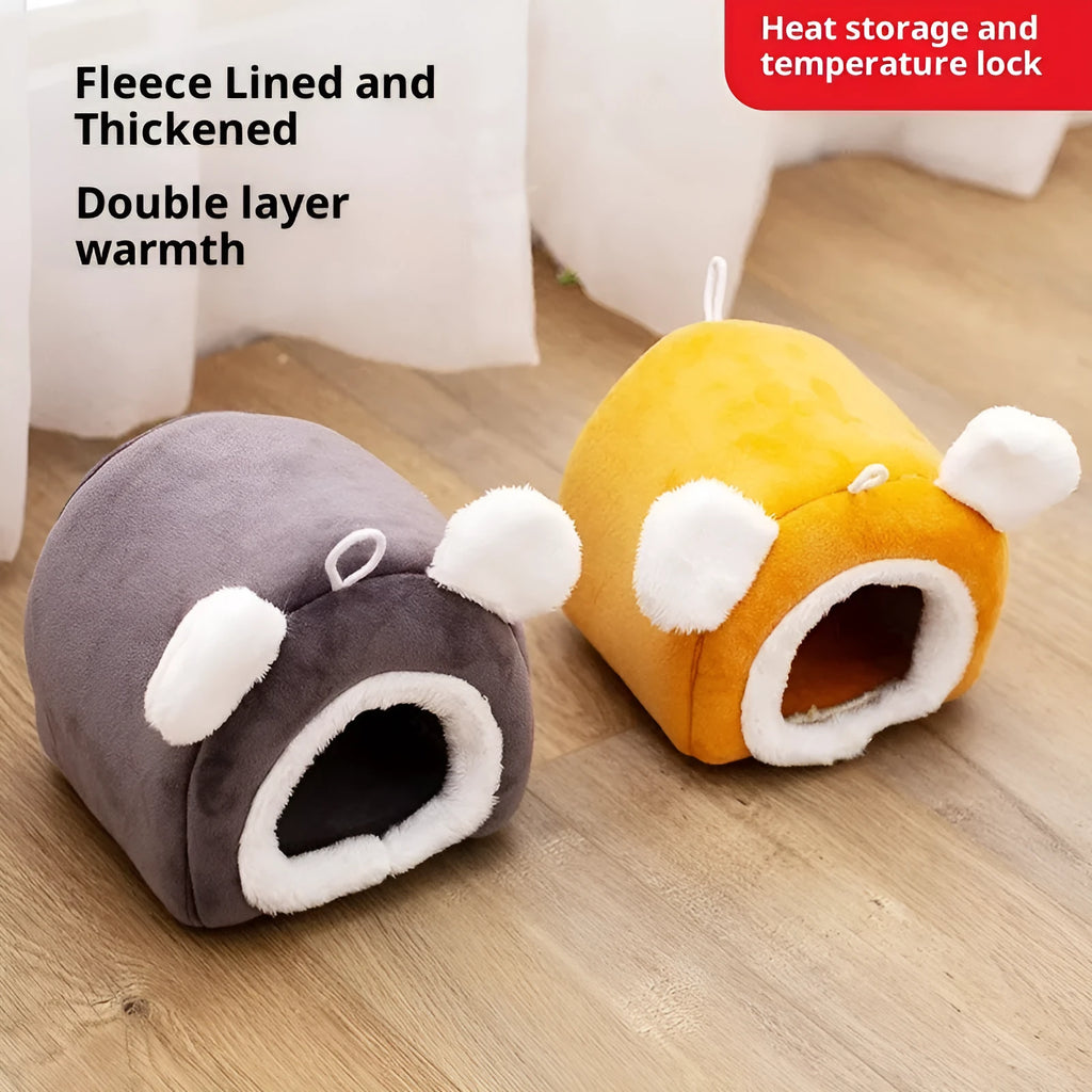 Thick small pet bed warm cloth bird nest for hamster winter bedding Gray Orange