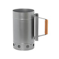 Zinc-iron alloy point carbon barrel style outdoor charcoal fire starter igniter.