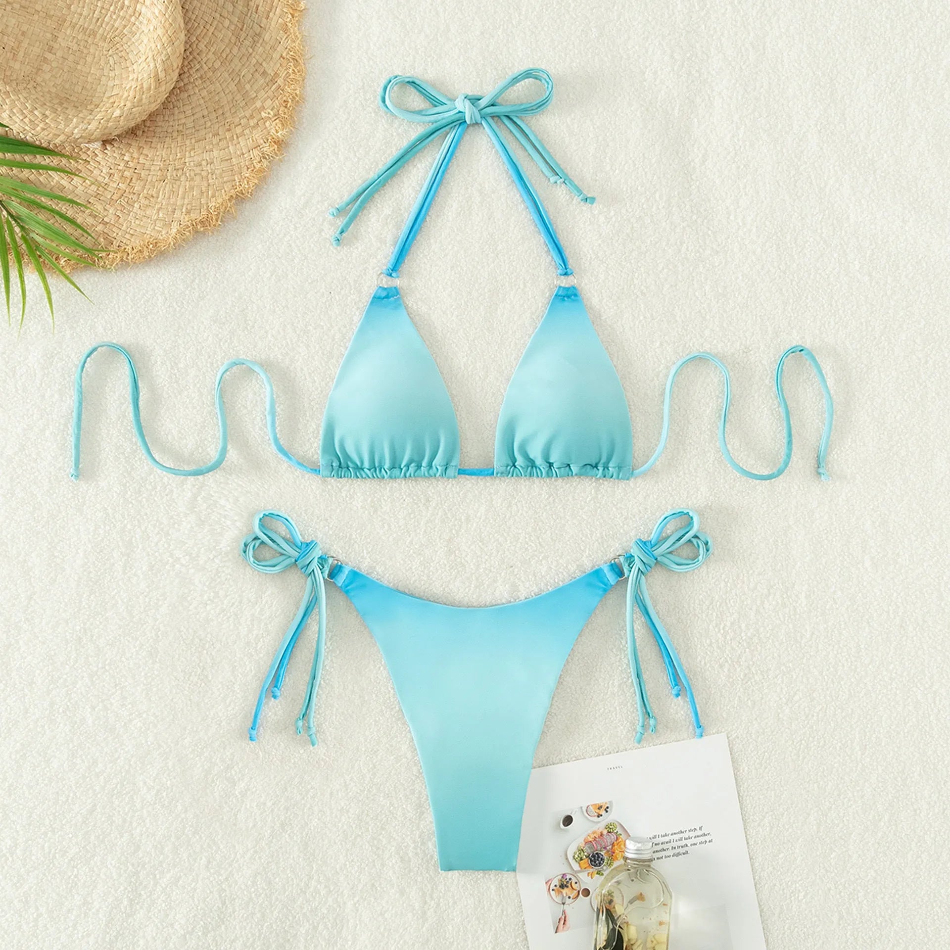 Women's rainbow gradient colour bikini swimsuit with separated top and bottom