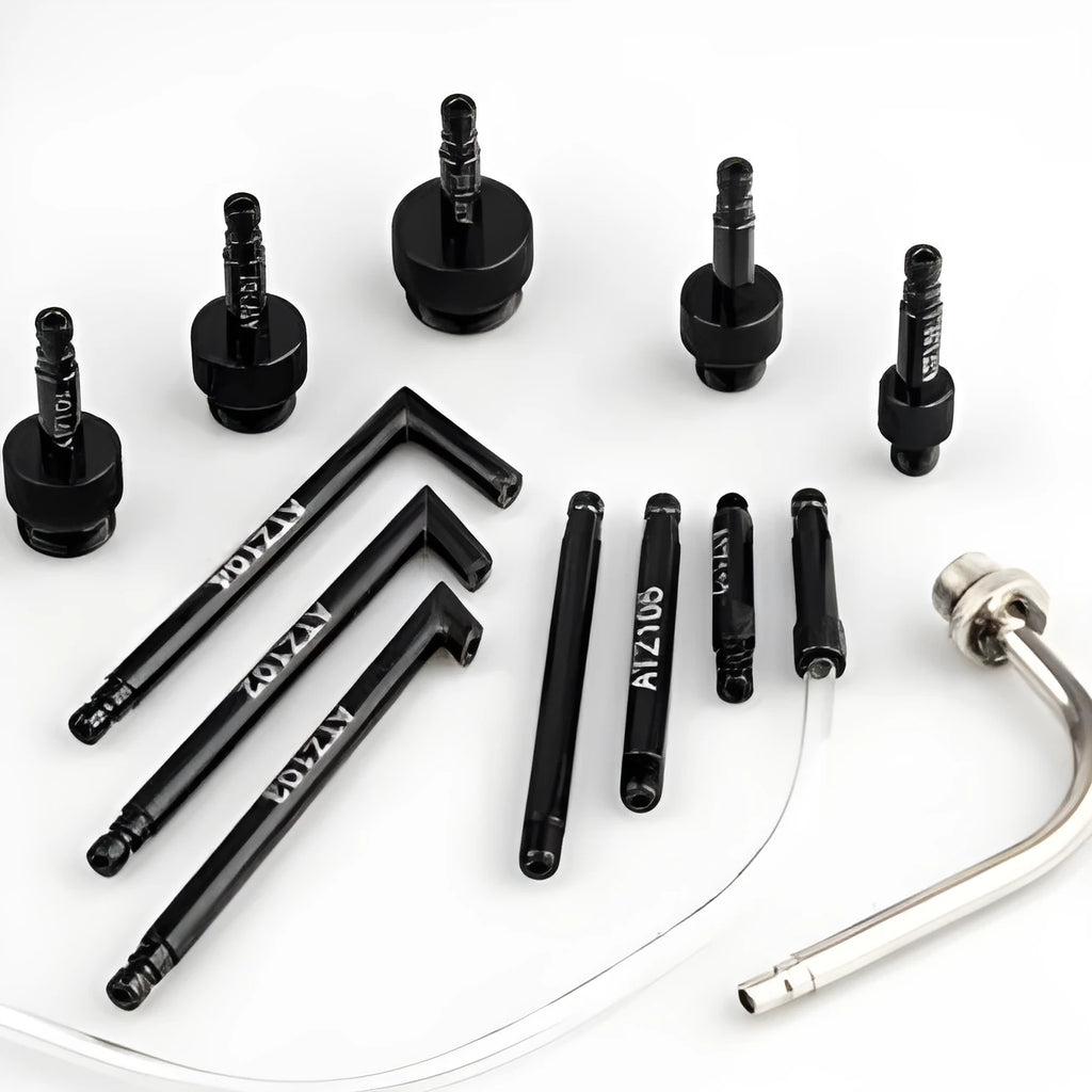Automatic transmission oil refuelling kit with thirteen fittings and wave box connector