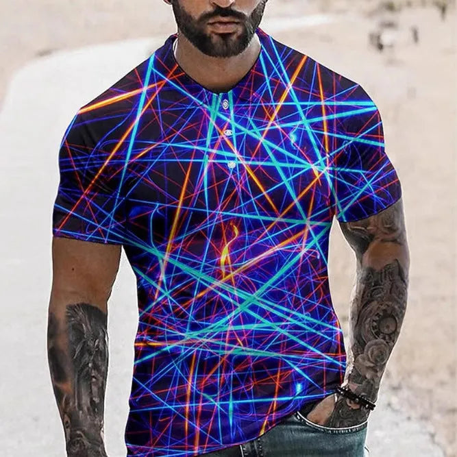 Men's short sleeve casual shirt with lapel and button design in polyester bird eye cloth fabric