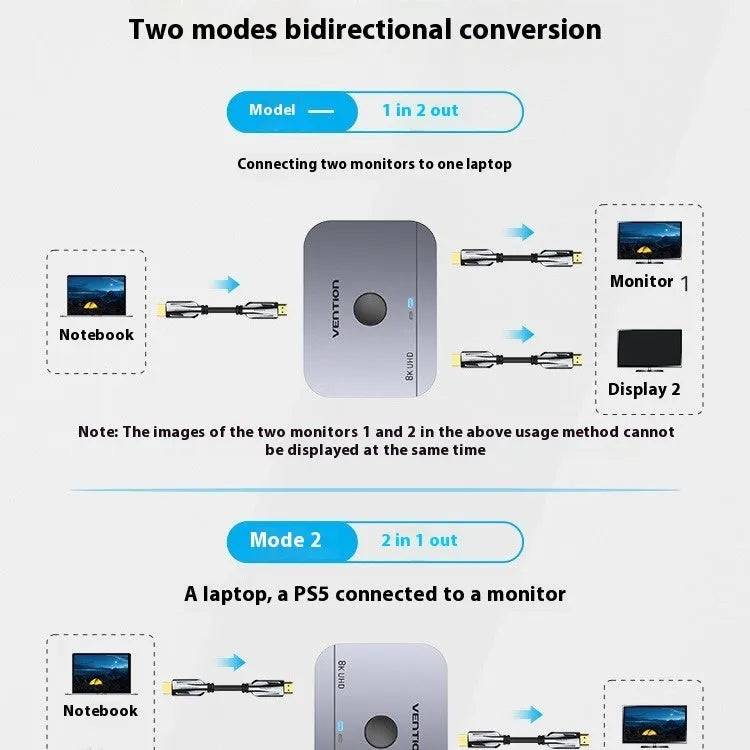 Alloy metal computer audio video converter for HD two-way conversion to television, in black or grey.