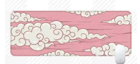 Japanese simple style cloud pattern desk mat with natural rubber non-slip backing in multiple size options