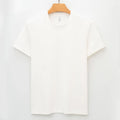 Men's beige short-sleeve antibacterial quick-dry T-shirt laid flat.