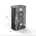 Transparent cylindrical aluminium power bank with 10000mAh capacity in black or yellow