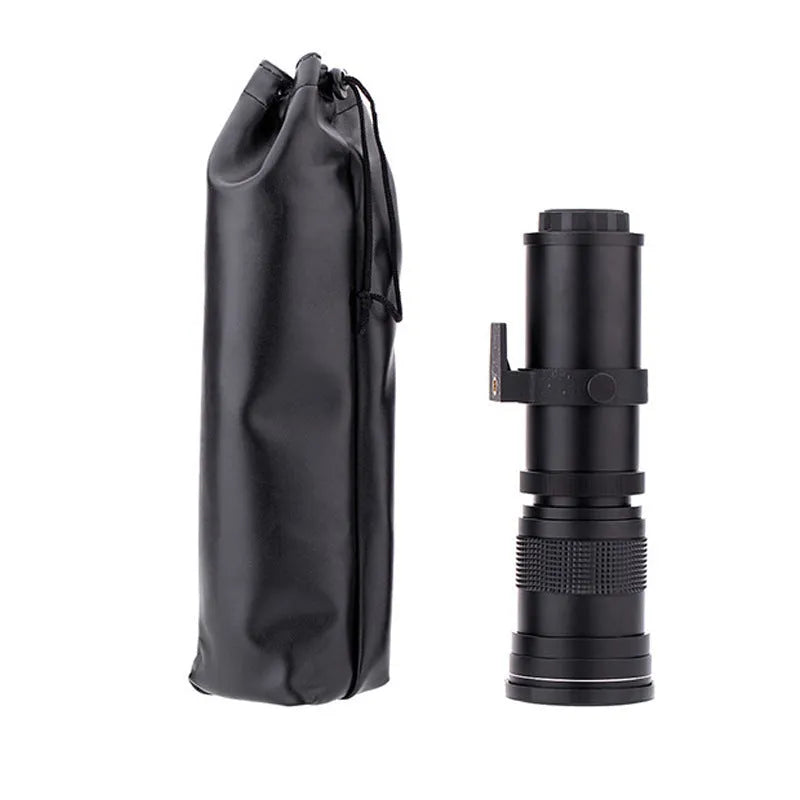420-800mm manual telephoto zoom camera lens with extending barrel and 67mm filter thread