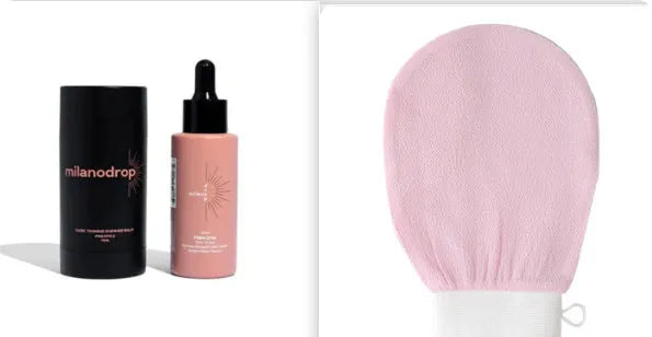 Matte Sun Tanning Black Liquid kit with 50ml tanning drops bottle and 75ml tanning flash cream tube