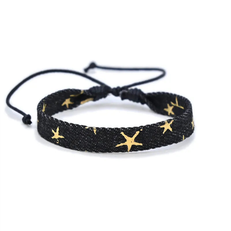 National style denim fabric unisex bracelet carrying strap in a selected colour.