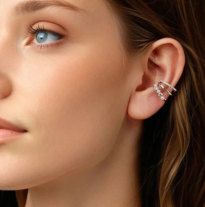 S925 sterling silver geometric line ear clip earrings for women