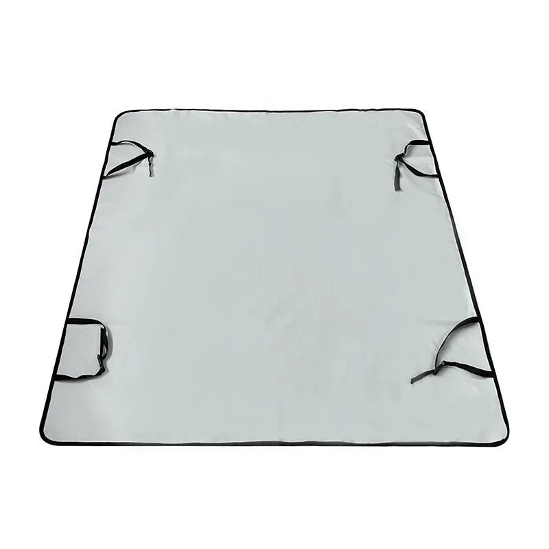 Washable cloth car pet mat for rear seat protection with dog bone print design.