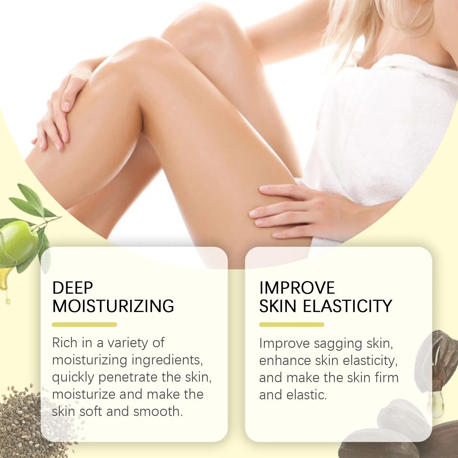 Body care kit with 100ml skincare oil bottle and 100g moisturising cream jar for nourishing and firming skincare