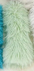 Soft plush cat toy pillow in blue, green, pink, or white, measuring 27 by 10 centimetres.