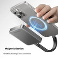 Grey magnetic mobile solid state drive with ultra-thin 80x60x11.2mm dimensions showing alloy plastic construction
