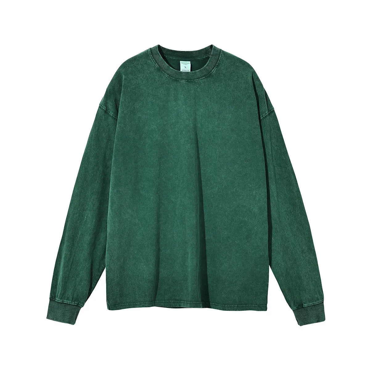 Men's vintage washed cotton pullover in batik print colours with long sleeves and loose fit