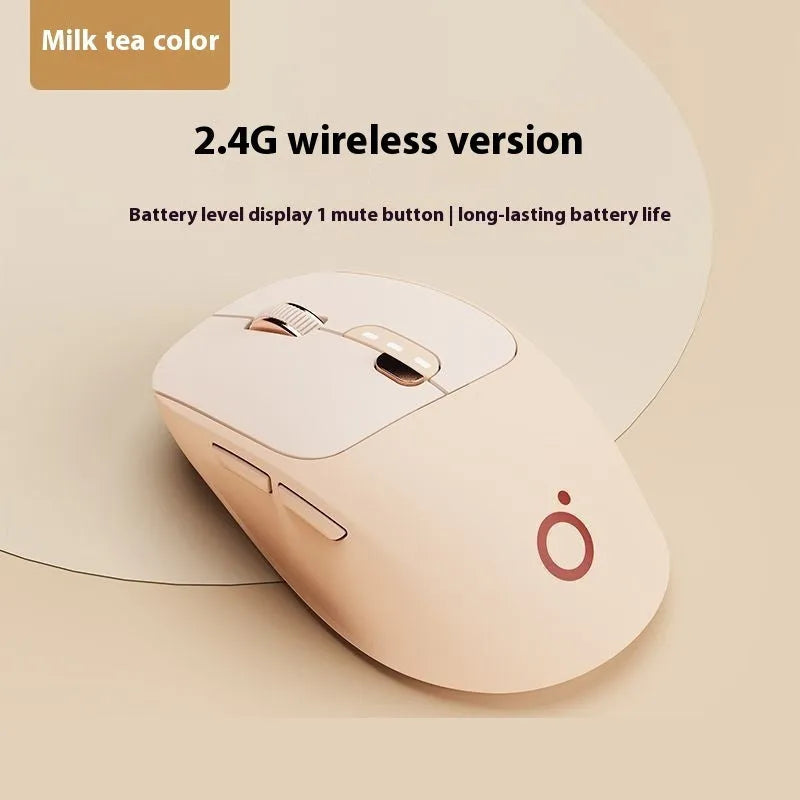 Mute wireless Bluetooth mouse in Matcha Green colour with five-button layout on office desk