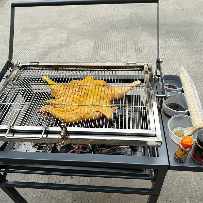 Large foldable charcoal barbecue stove for courtyard and garden use