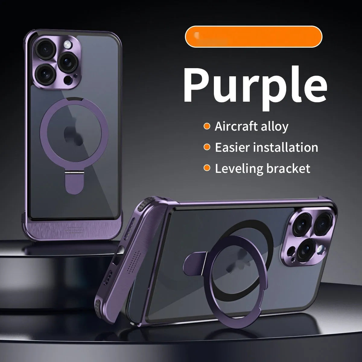 Half pack phone case with magnetic bracket and suction for iPhone in silver gray