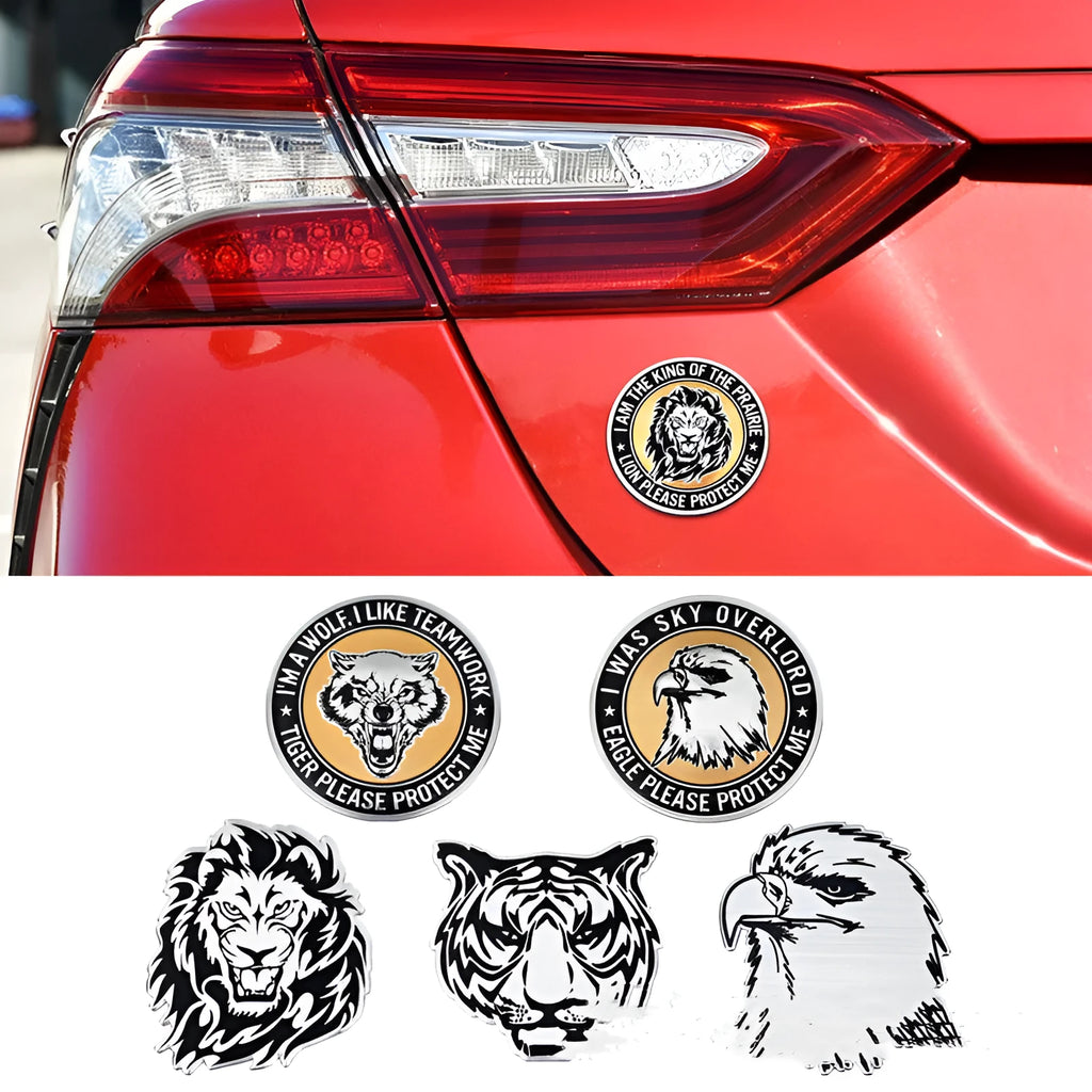 Aluminium car body sticker with animal design for vehicle personalisation
