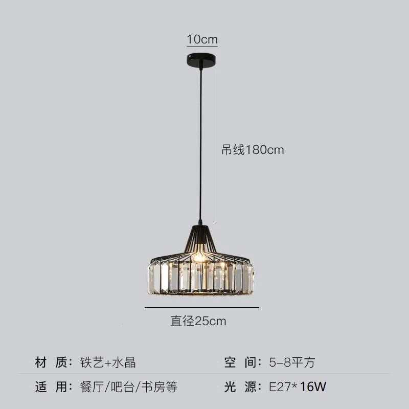 Modern black and gold crystal chandelier ceiling lamp with LED lights in various sizes.