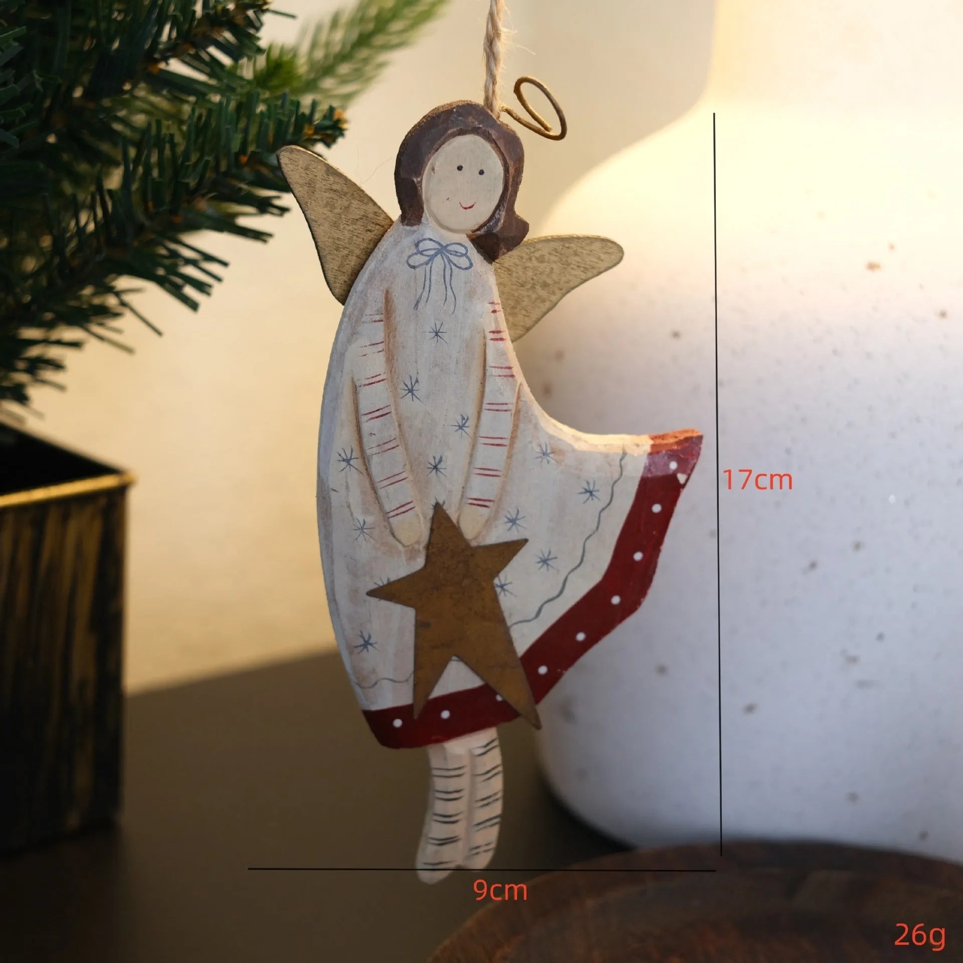 Wooden hand-painted door plate pendant with carving decoration in American country style