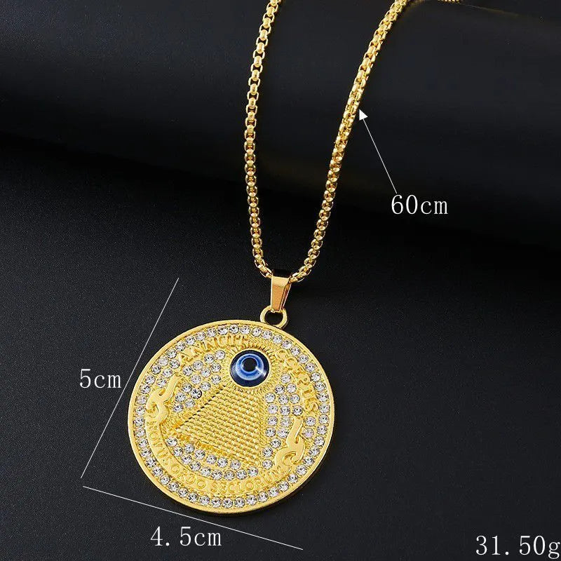 Women's geometric alloy necklace with diamond-treated zircon stones in gold colour finish