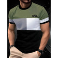 Men's loose fit short-sleeved T-shirt with digital 3D printed striped pattern in polyester fabric