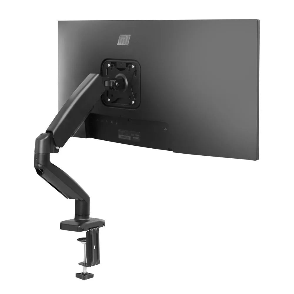Black and white rotating telescopic LCD screen bracket on a table
