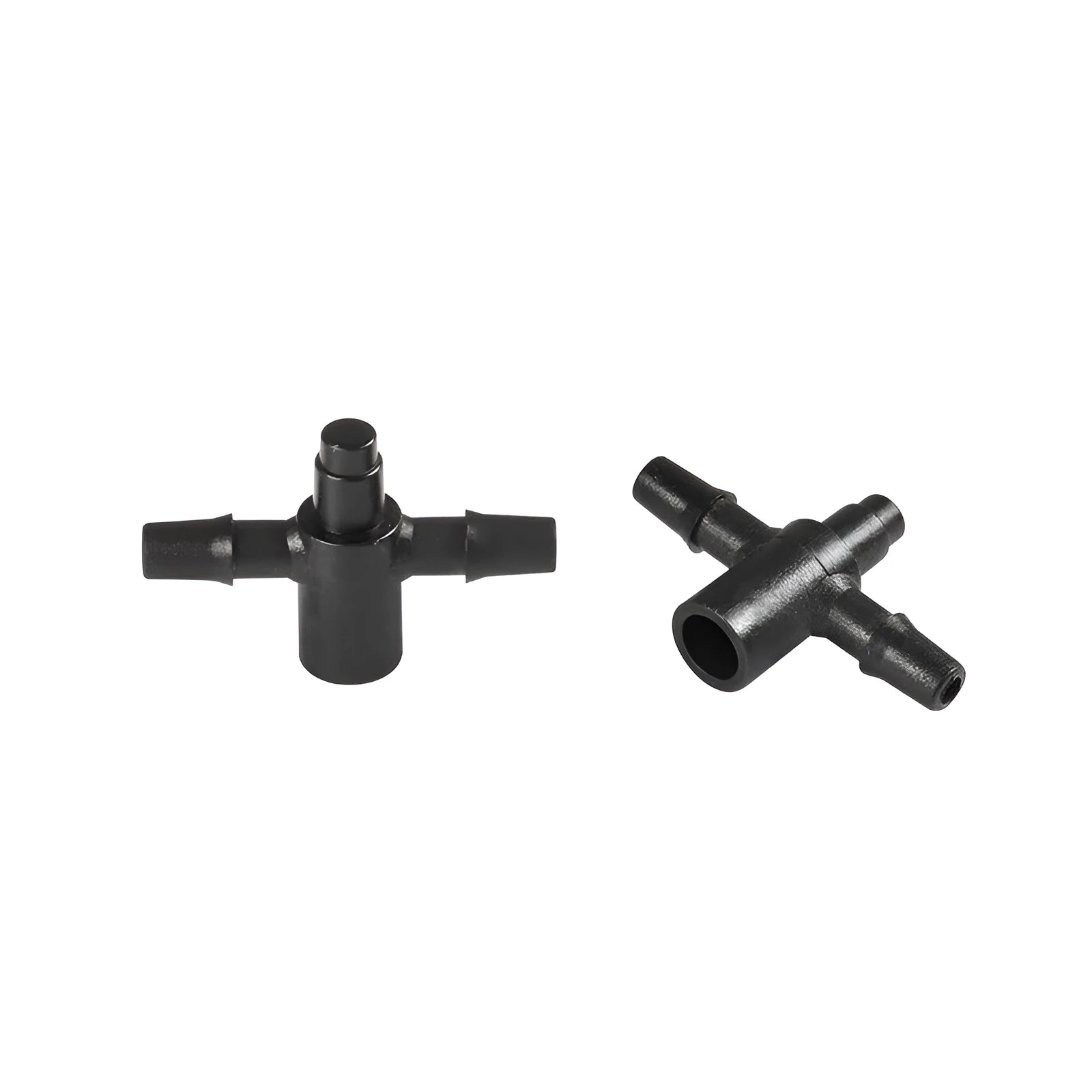 PE tee water distributor for micro-spray irrigation systems with water splitting capability
