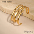 Stainless steel women's bracelet with simple opening clasp and geometric line design in gold electroplated finish