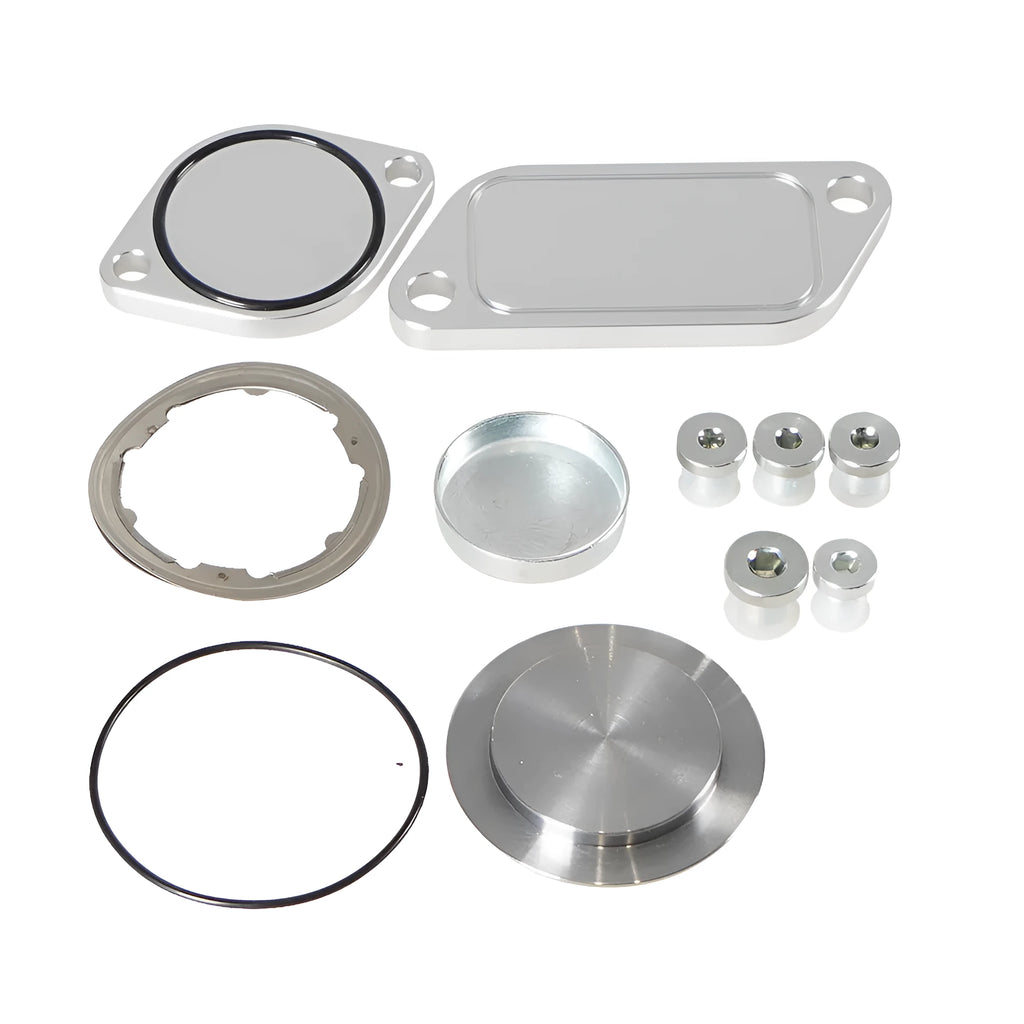 Silver aluminium alloy automotive valve cover engine component