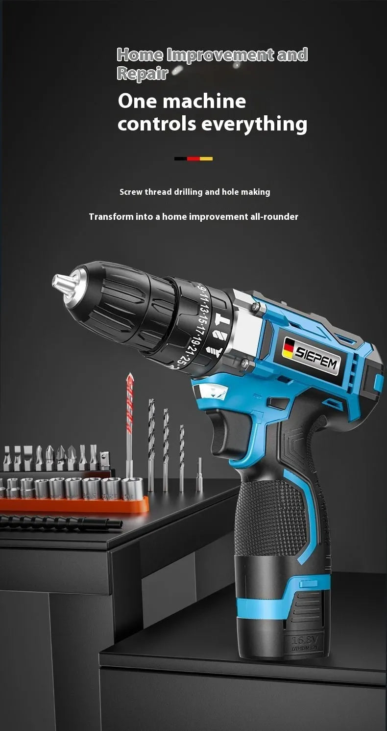12V dual-speed impact pistol drill electric screwdriver set with plastic storage case