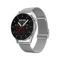 Smart watch with metal wristband and 1.3 inch touchscreen displaying call interface
