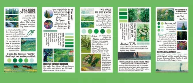 Landscape painting series paper sticker book showing 60x120mm stickers with repositionable adhesive