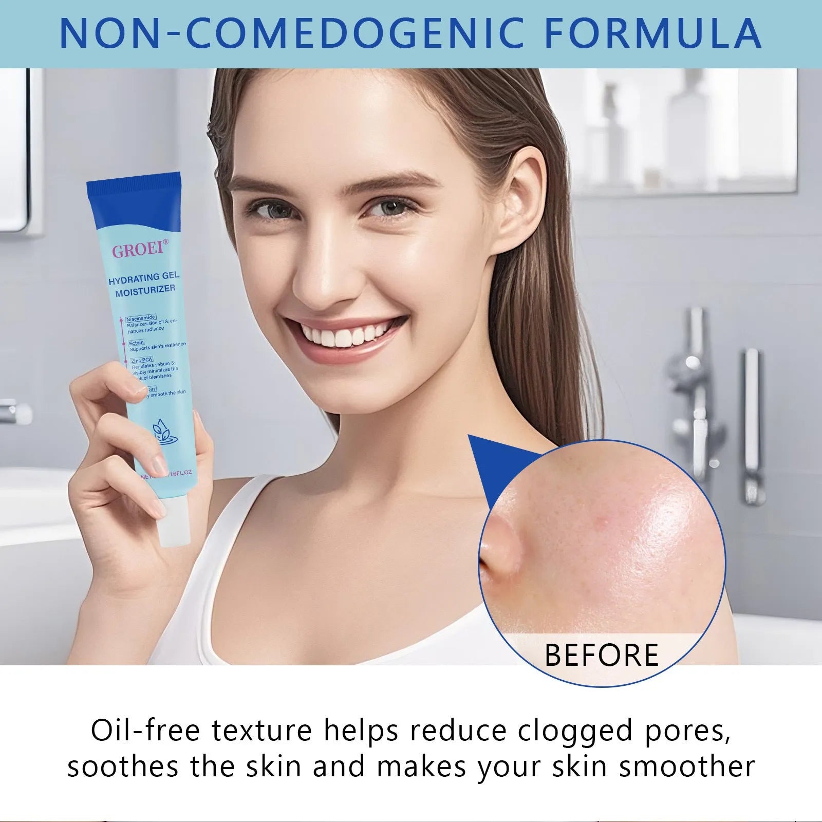 50ml bottle of hyaluronic acid moisturising facial gel for dry skin