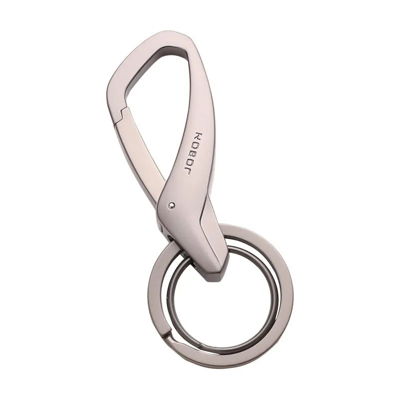 Zinc alloy double ring car key waist hanging clip in black, chrome or nickel finish