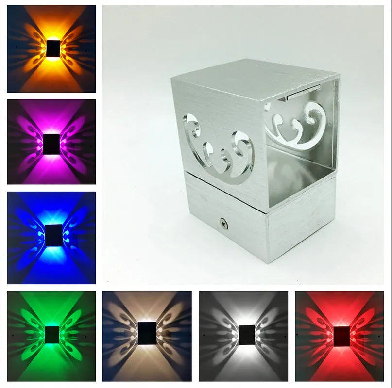 Modern aluminium butterfly wall lamp with remote control for colour changing options