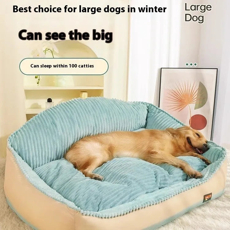 Morandi colour washable pet bed with removable cover shown in two sizes for dogs and cats.