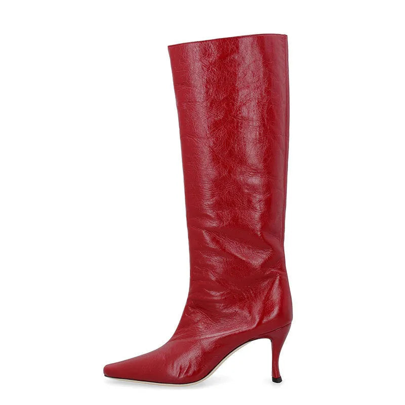 Women's square toe cowboy boots in microfiber, shown in multiple colour options.