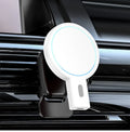 Black and white magnetic wireless charger with PD fast charging measuring 85.2x58.4x29.5mm