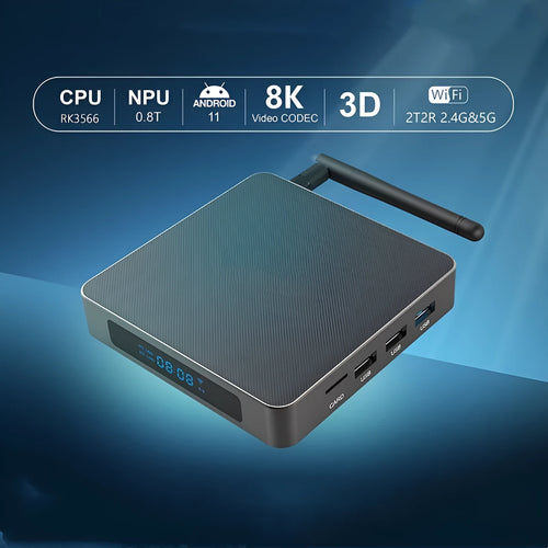 Android TV set-top box with 8K resolution support and Bluetooth connectivity