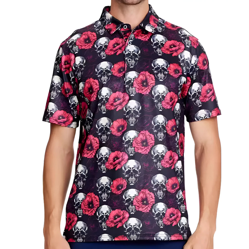 Men's 3D printed short sleeve t-shirt in Japanese retro style with zipper detail on mesh fabric.