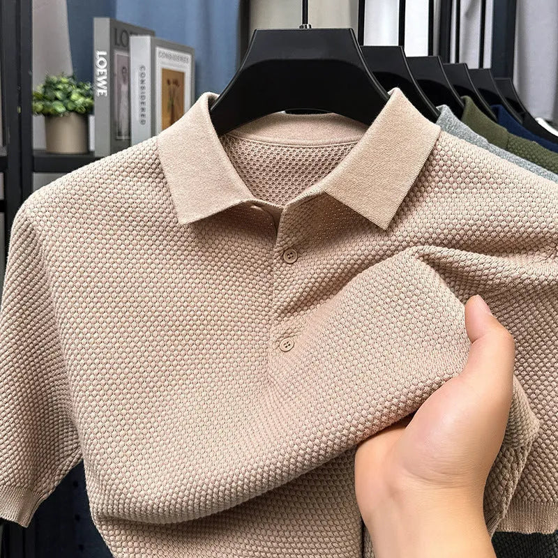 Men's loose fit cotton short sleeve sweater in multiple colours on size chart