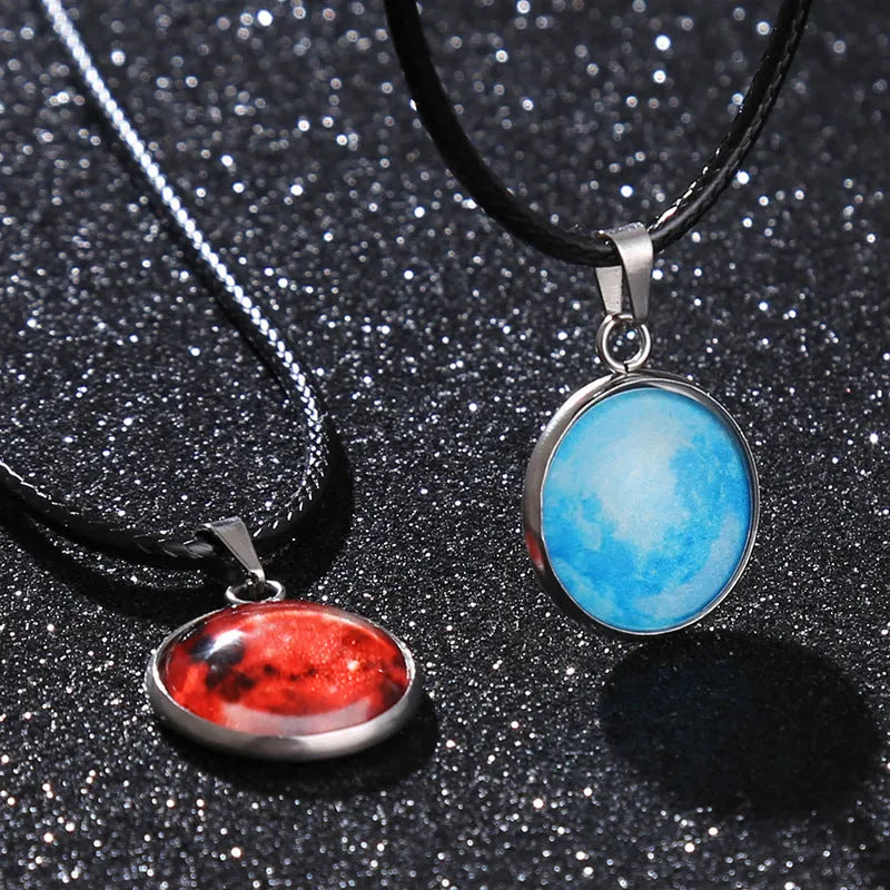 Christmas moon night sky luminous alloy pendant necklace with constellation design on adjustable chain