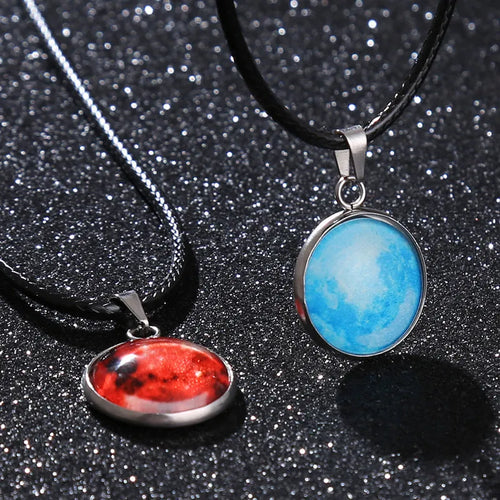 Christmas moon night sky luminous alloy pendant necklace with constellation design on adjustable chain